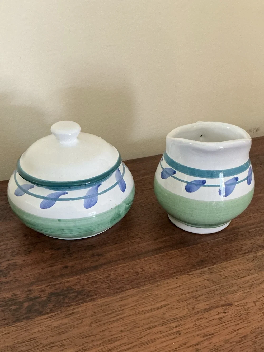 Hand-Painted Caleca Cream & Sugar Italy